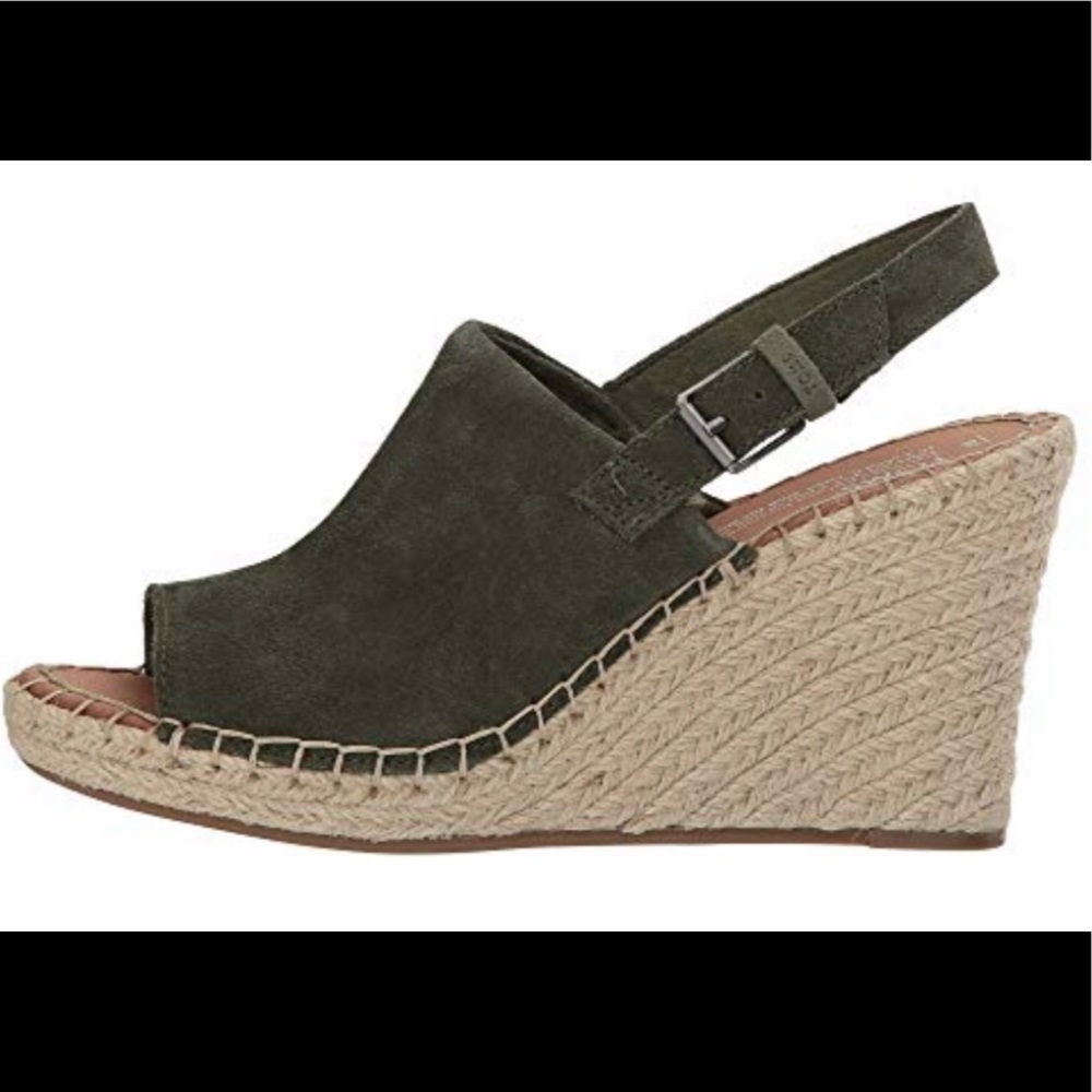 COPY - Green suede TOMS wedges.